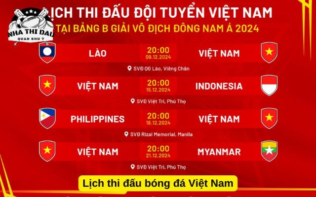 lịch thi đấu bóng đá Việt Nam