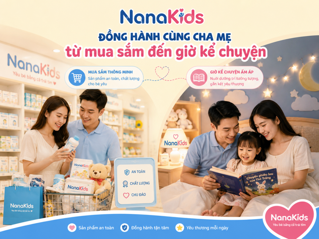 NanaKids đồng hành cùng cha mẹ từ mua sắm đến giờ kể chuyện
